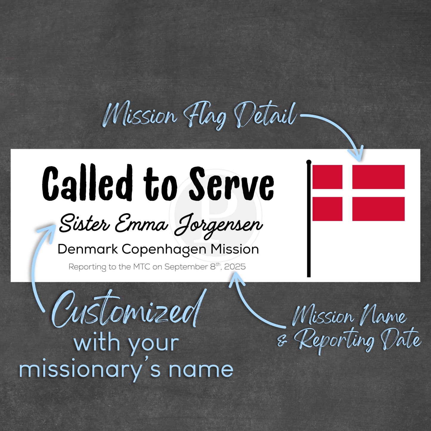 Mission Farewell Customizable Mini Banner - Flag Detail