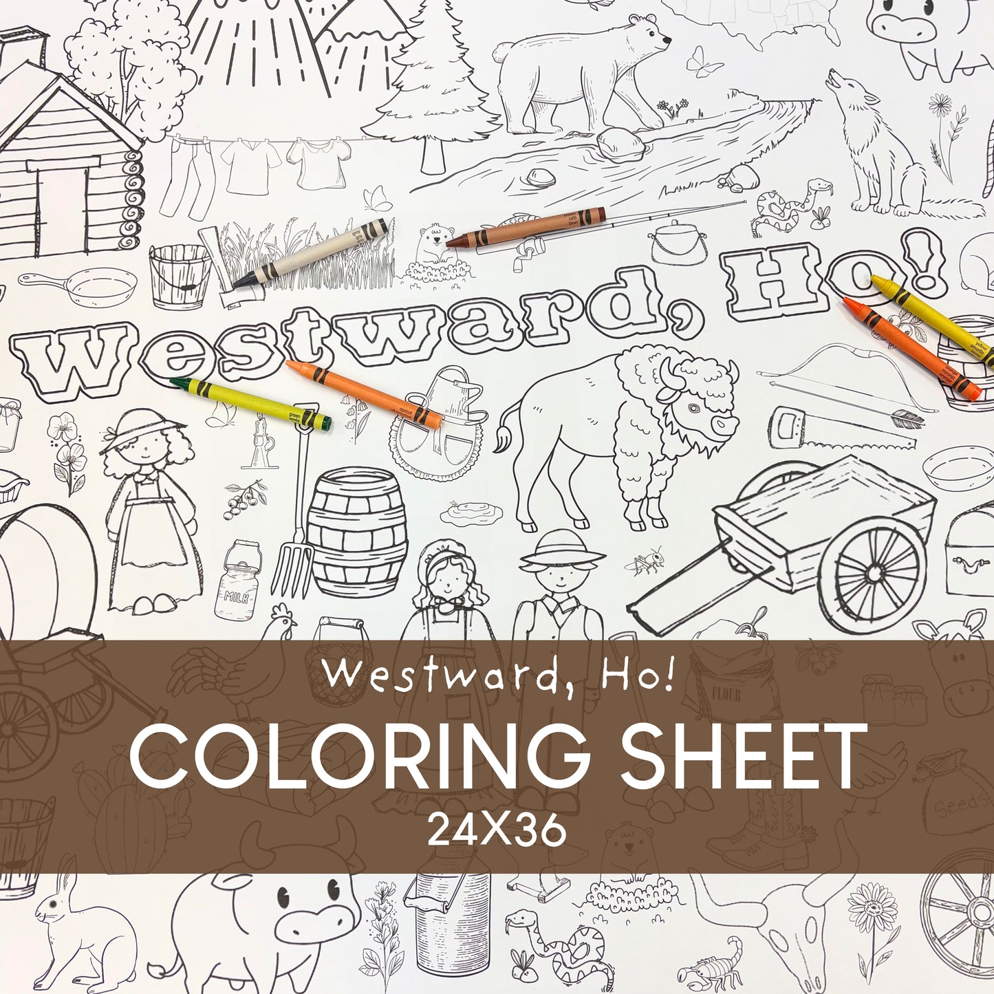Westward, Ho! Pioneer Giant Coloring Sheet