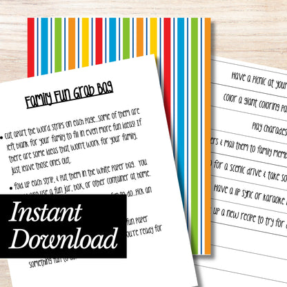 Free Family Fun Grab Bag Instant Download