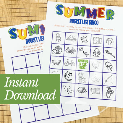 Free Summer Bucket List Bingo - Digital Download