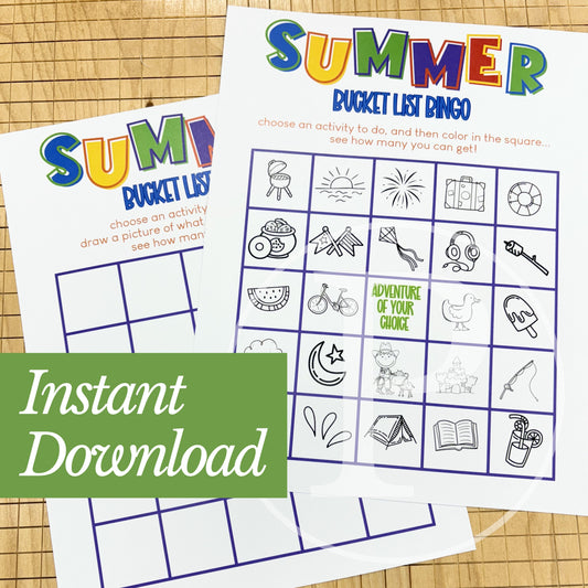 Free Summer Bucket List Bingo - Digital Download