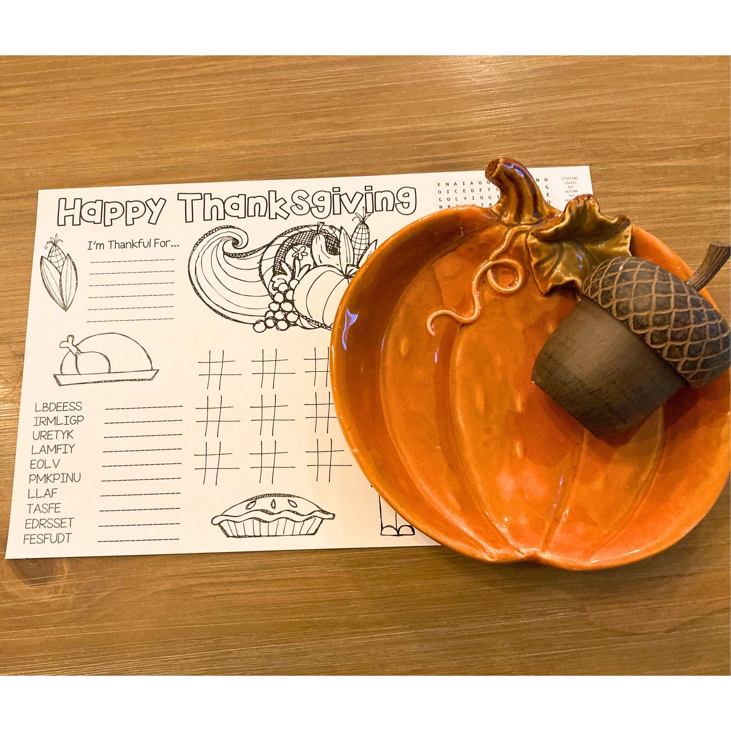 Free Thanksgiving Coloring Page Placemat Instant Download