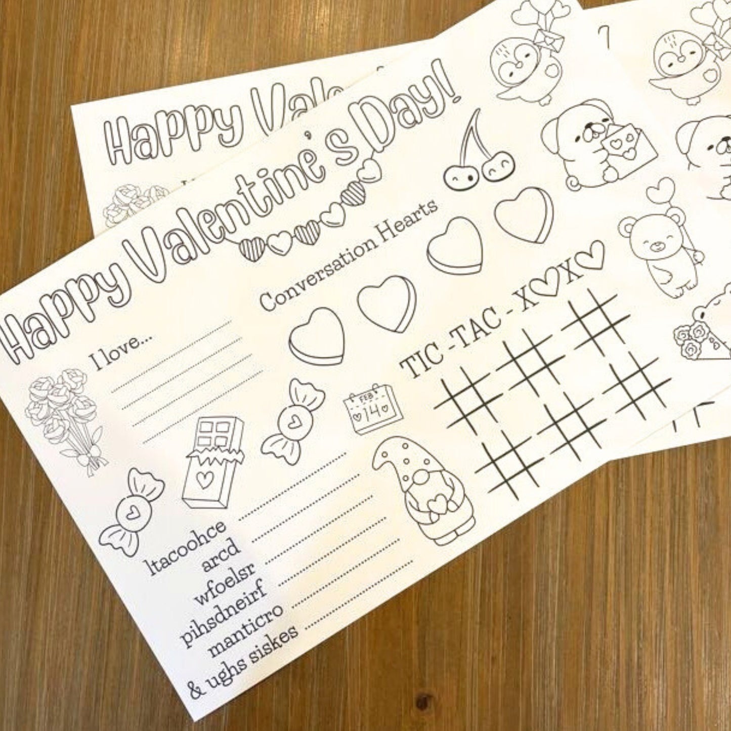 Free Valentine's Coloring Page Placemat Instant Download