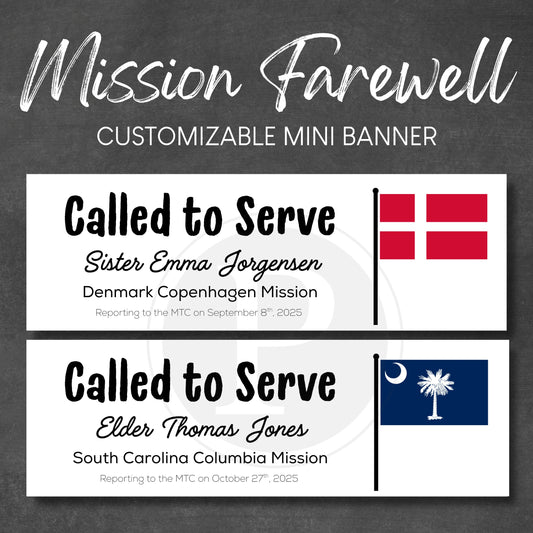 Mission Farewell Customizable Mini Banner - Flag Detail