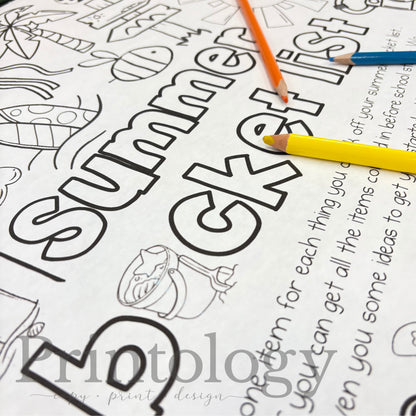 Summer Bucket List Giant Coloring Sheet