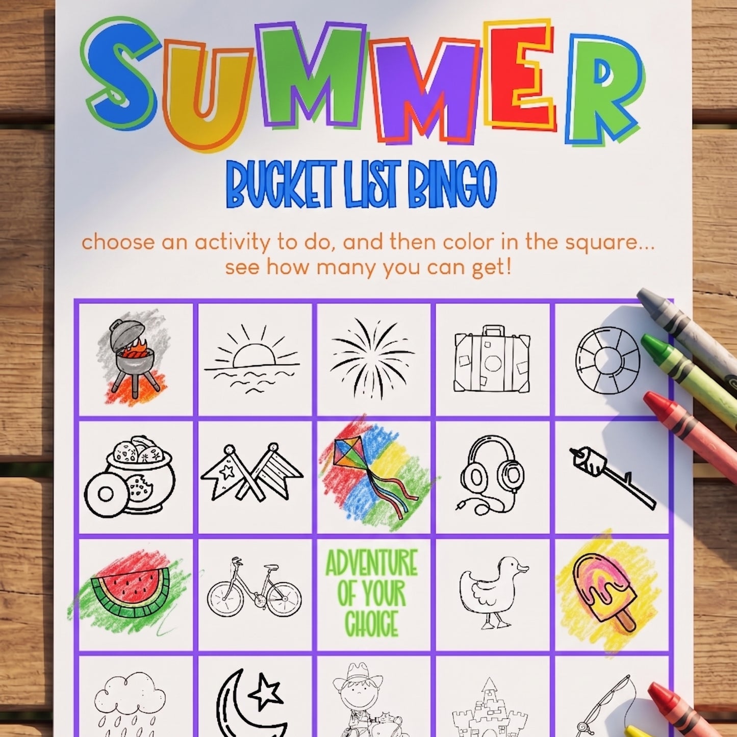 Free Summer Bucket List Bingo - Digital Download