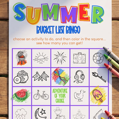 Free Summer Bucket List Bingo - Digital Download