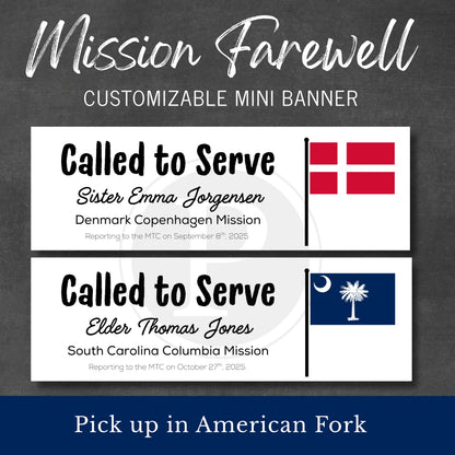 Mission Farewell Customizable Mini Banner - Flag Detail