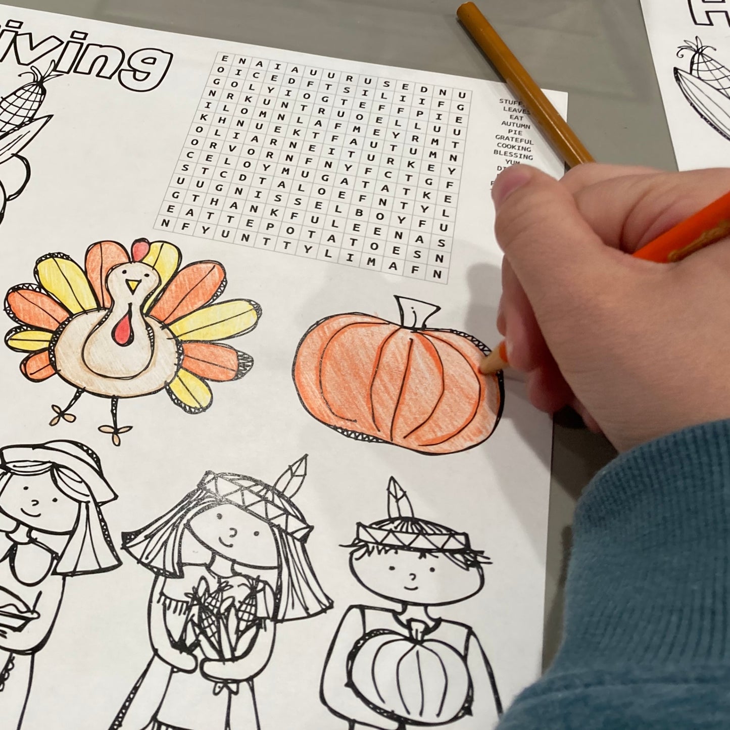 Free Thanksgiving Coloring Page Placemat Instant Download