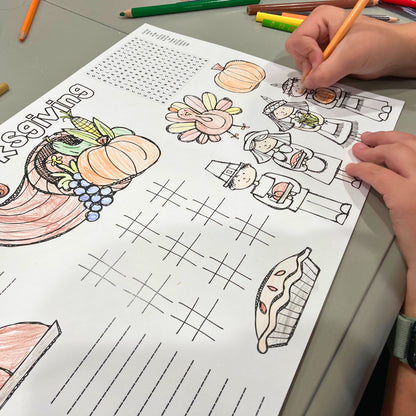 Free Thanksgiving Coloring Page Placemat Instant Download