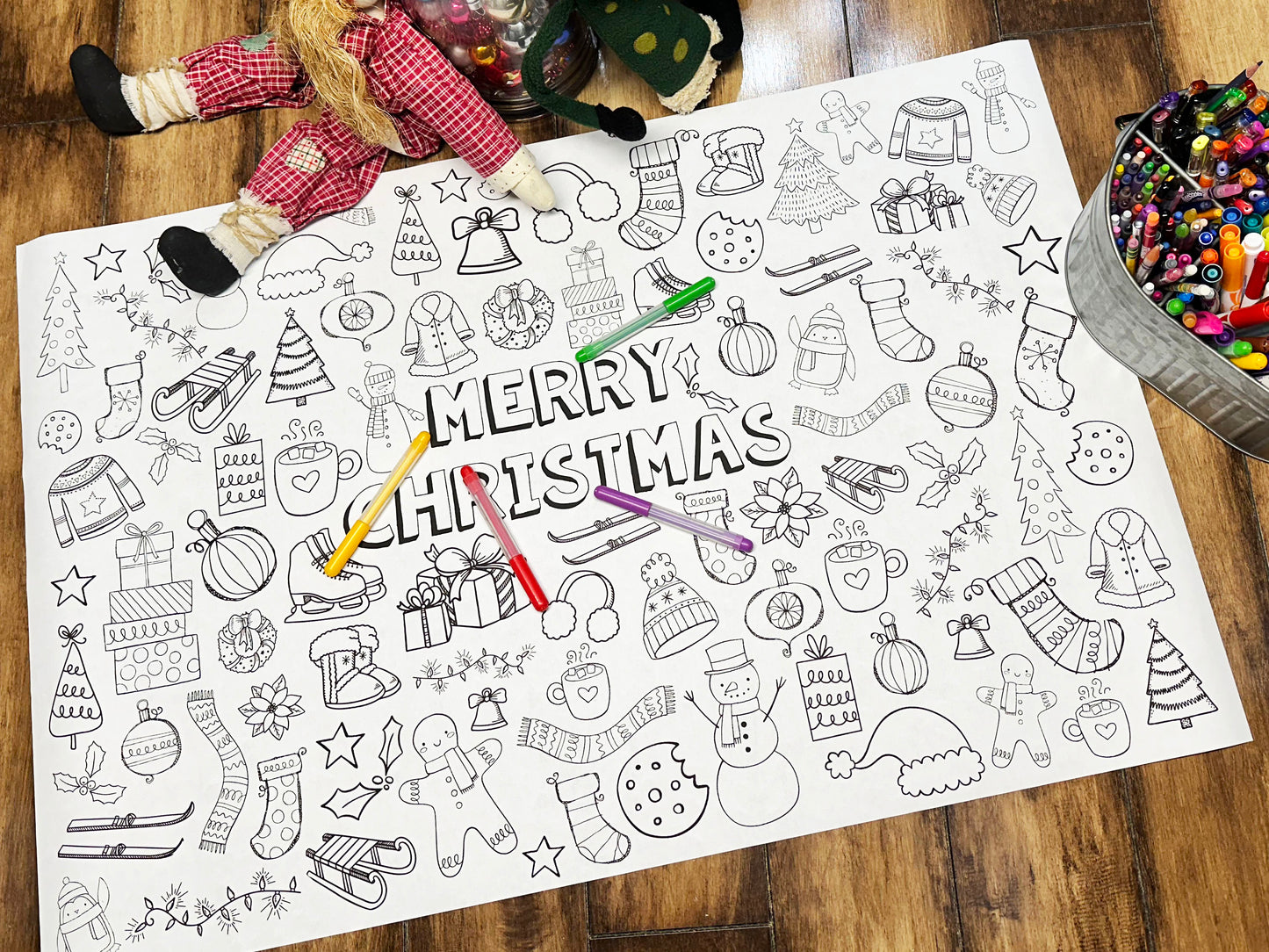Merry Christmas Coloring Sheet 24x36