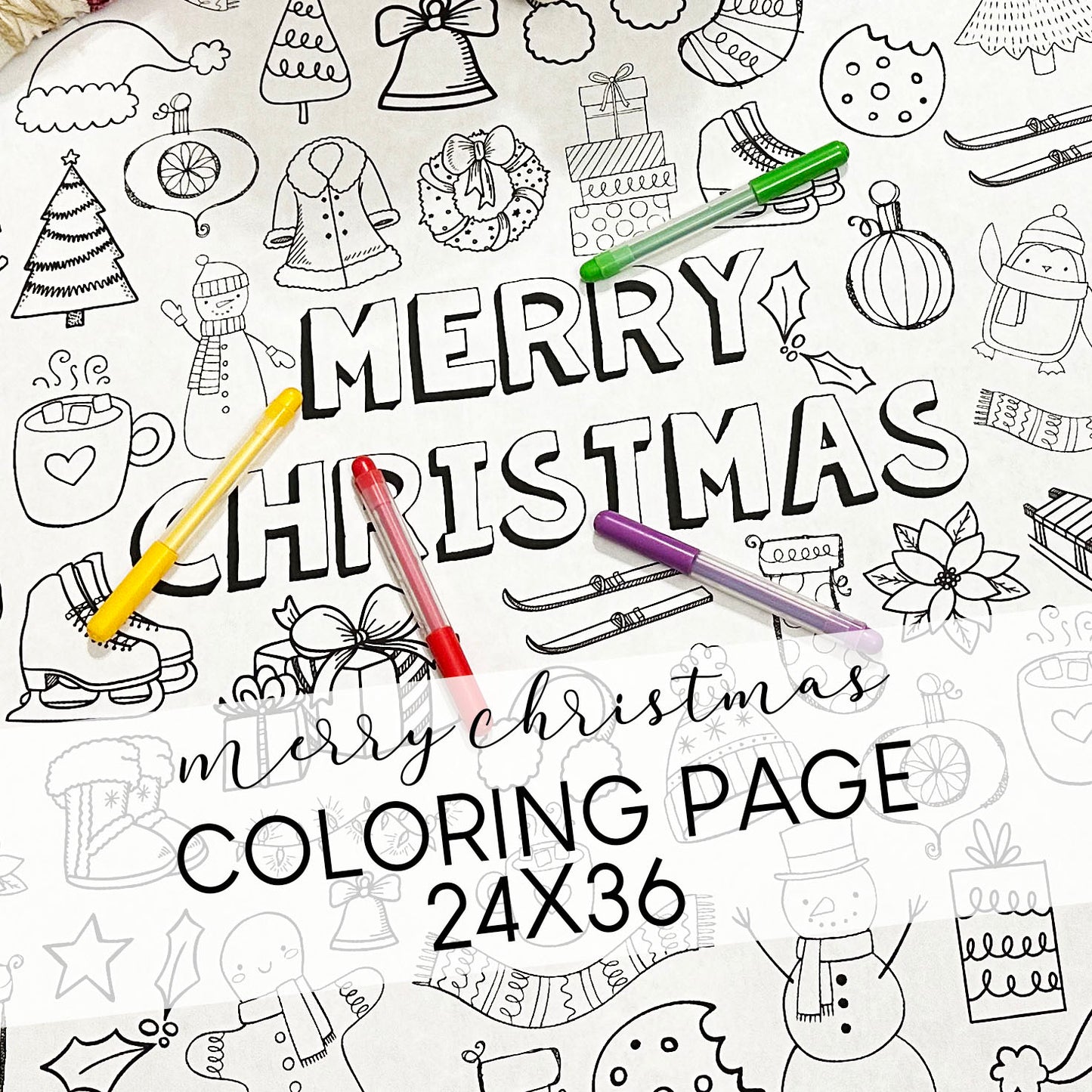 Merry Christmas Coloring Sheet 24x36
