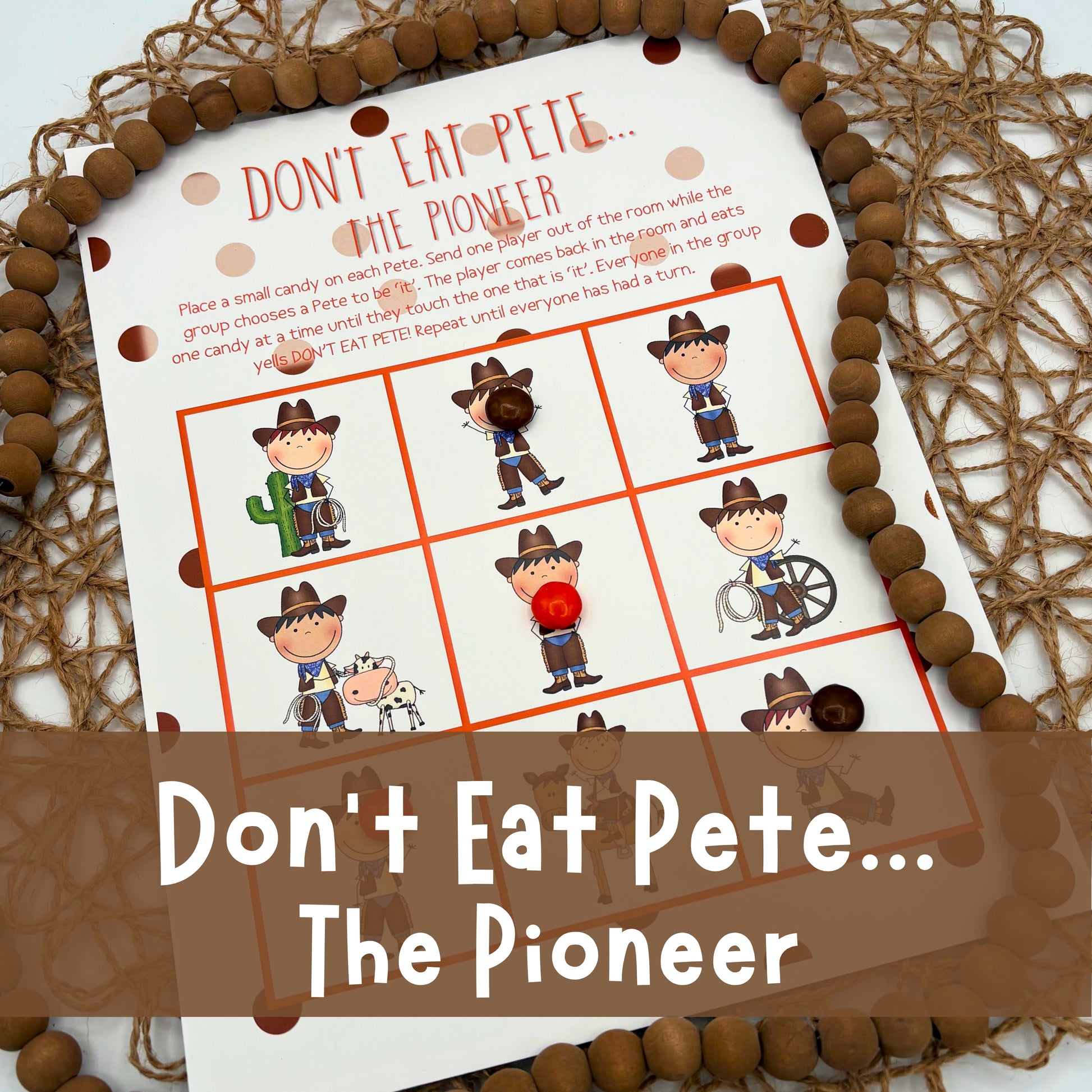 Fun and Easy Pioneer Day game inspired by Don't Eat Pete. Fun game for kids and families! Shipping or printable pdf available!