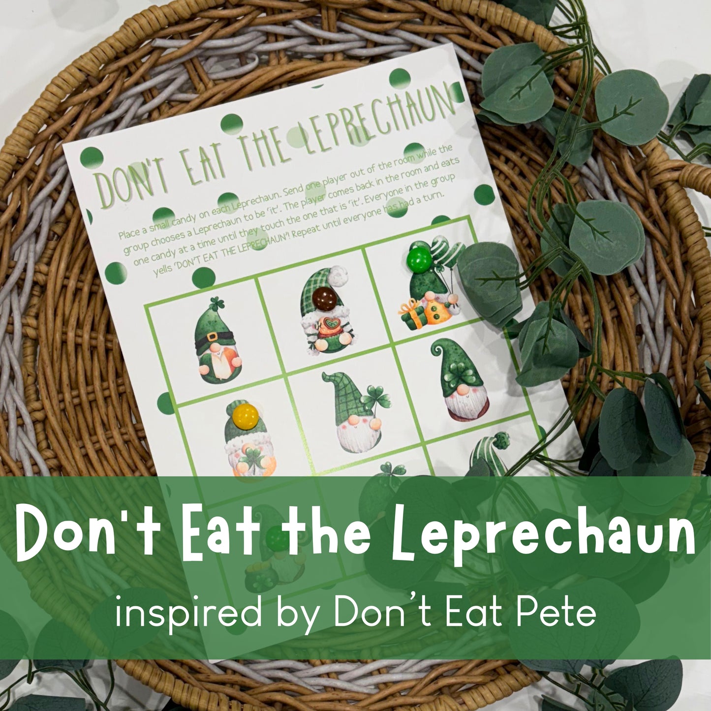 St. Patrick's Day Game with printable pdf instant download available! shamrock, leprechaun, Ireland, Irish, gold, green, luck