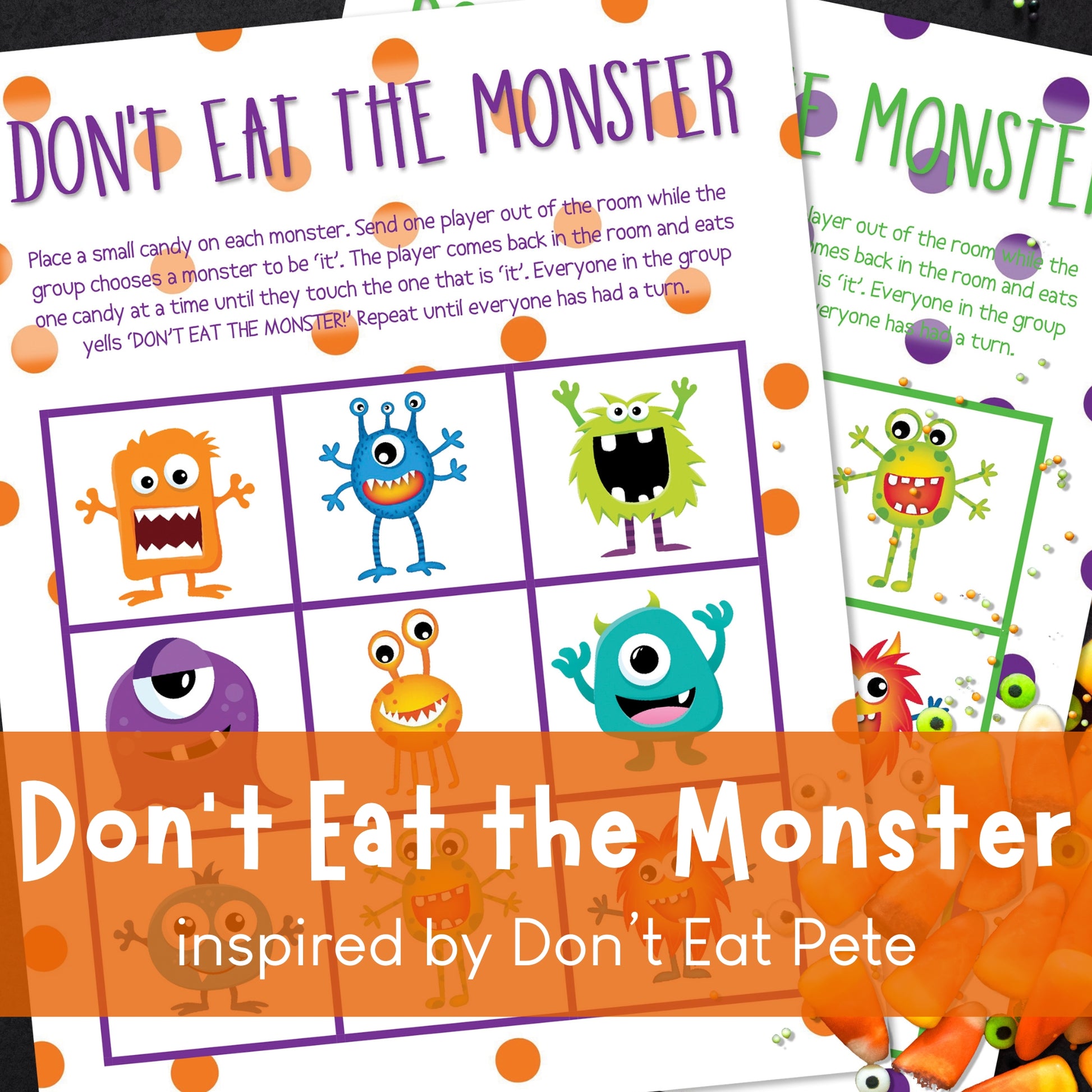 Don't Eat the Monster Game perfect for Halloween Parties and fun! Halloween, spooky, party, October 31st