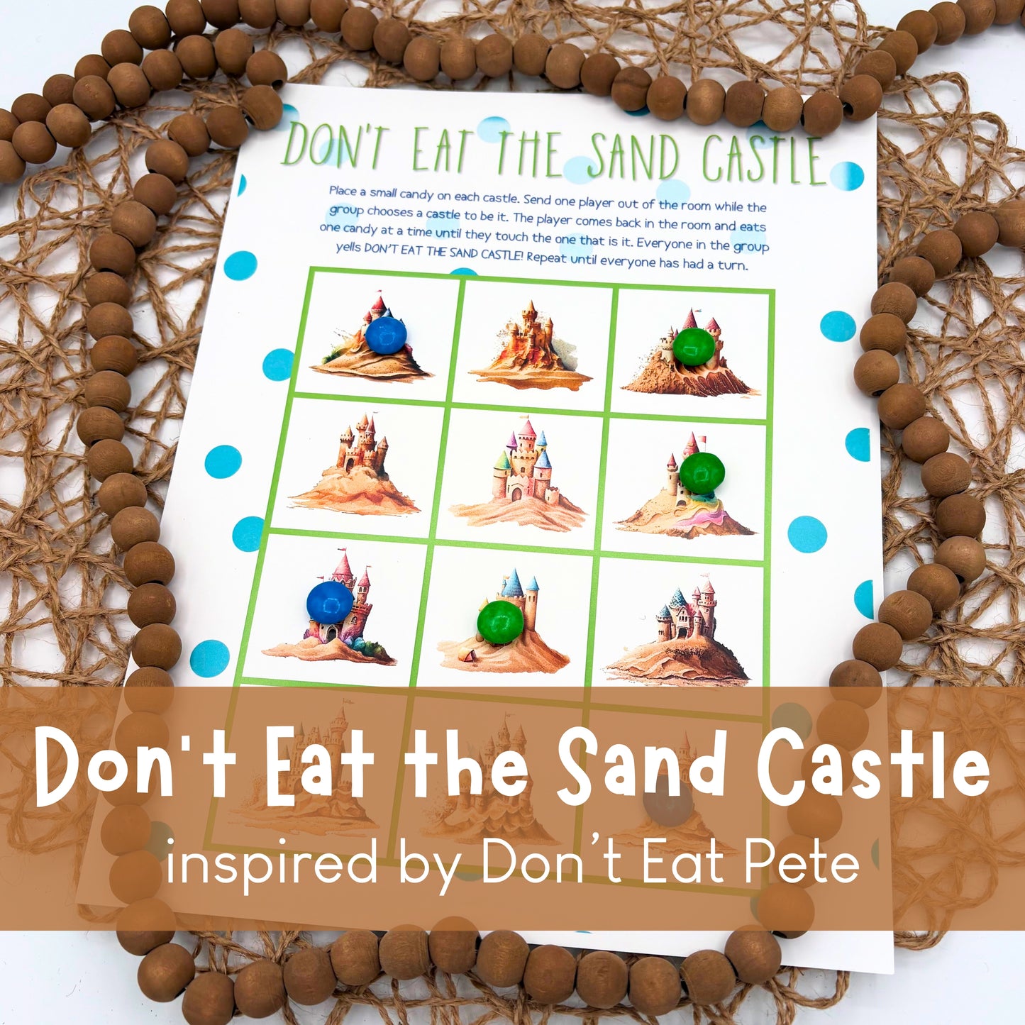 Summertime fun with this beach themed Don't Eat Pete Game. Sandcastles and beach vibes! 