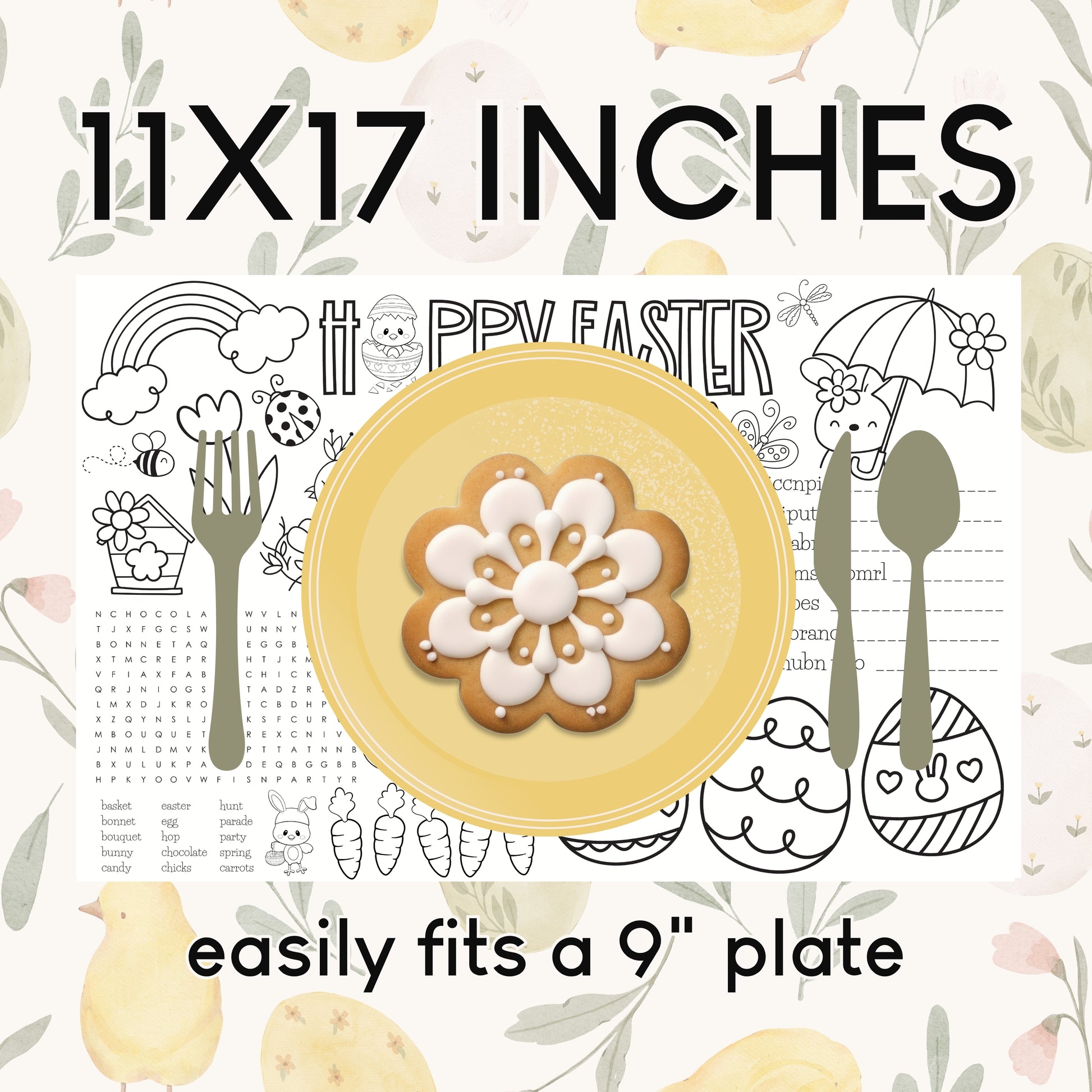 11x17 Easter Placemat perfect for Easter dinner and parties