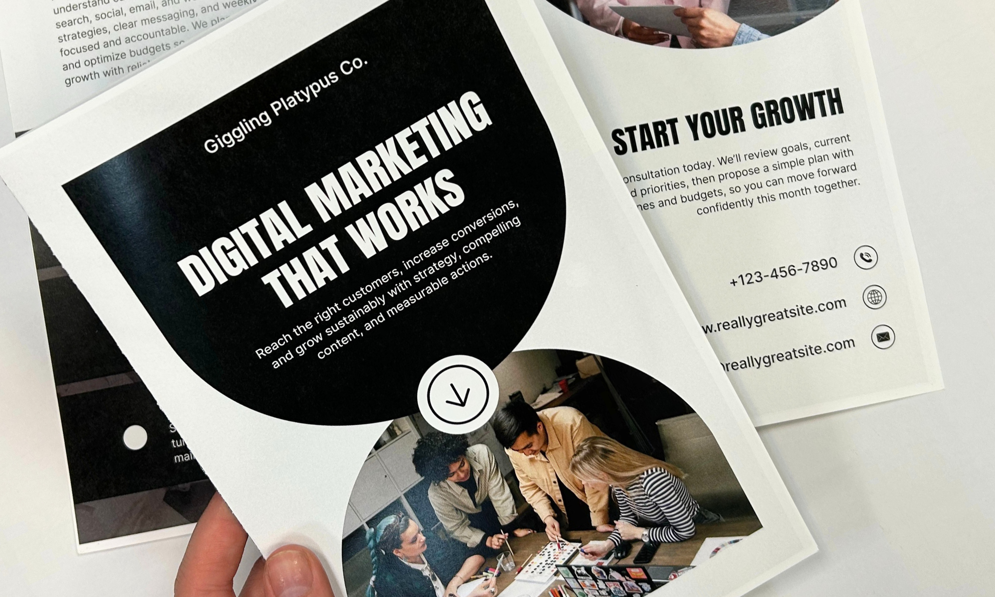 Sample Brochure on a white surface