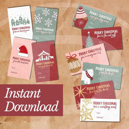 Free Merry Christmas Tag Variety Pack Instant Download