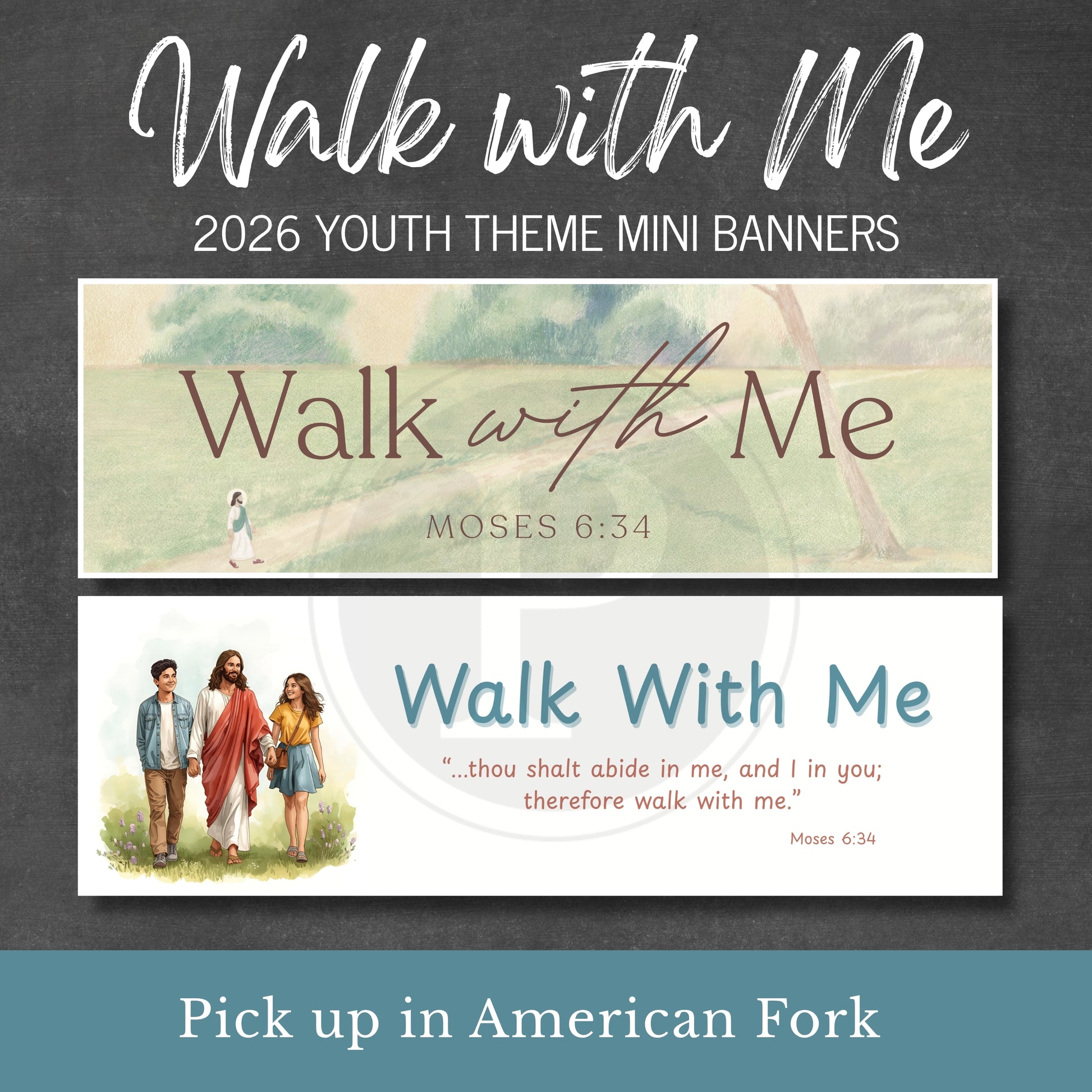 Walk with me mini banners. Available for in-store pick up in American Fork