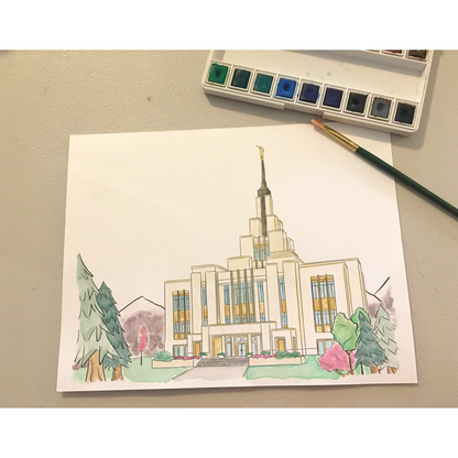Saratoga Springs Utah Temple Coloring/Water Coloring Page Instant Download