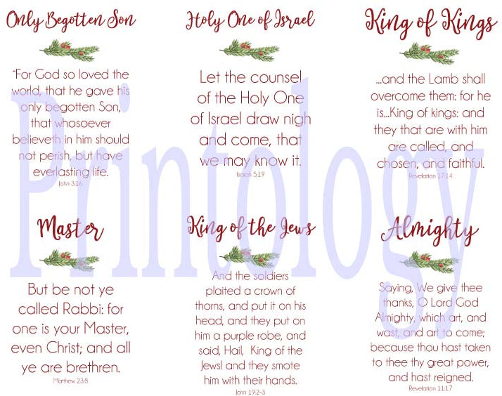 Names of Christ Advent Calendar Cards