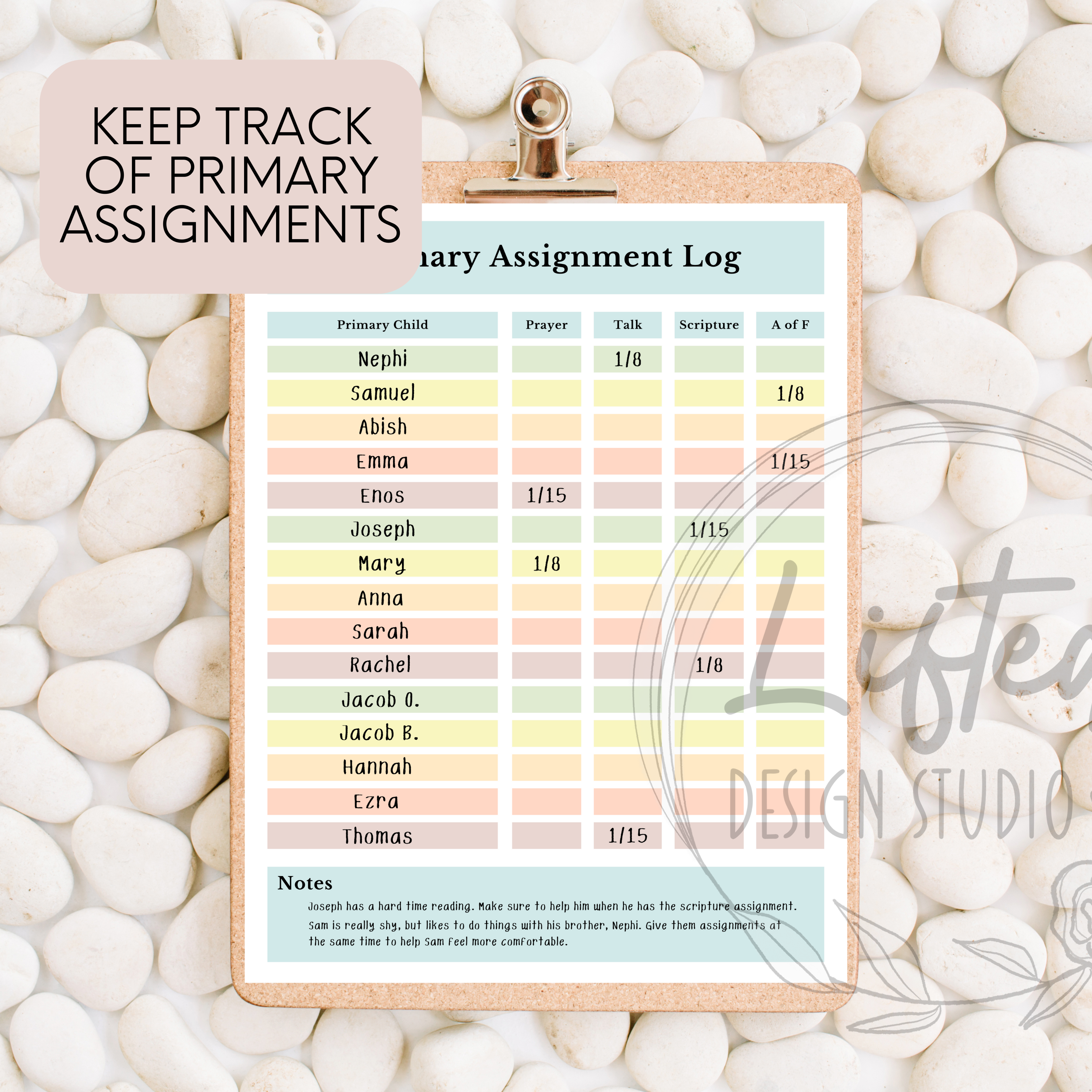 Primary Assignment Log/Tracker Printable – Printology