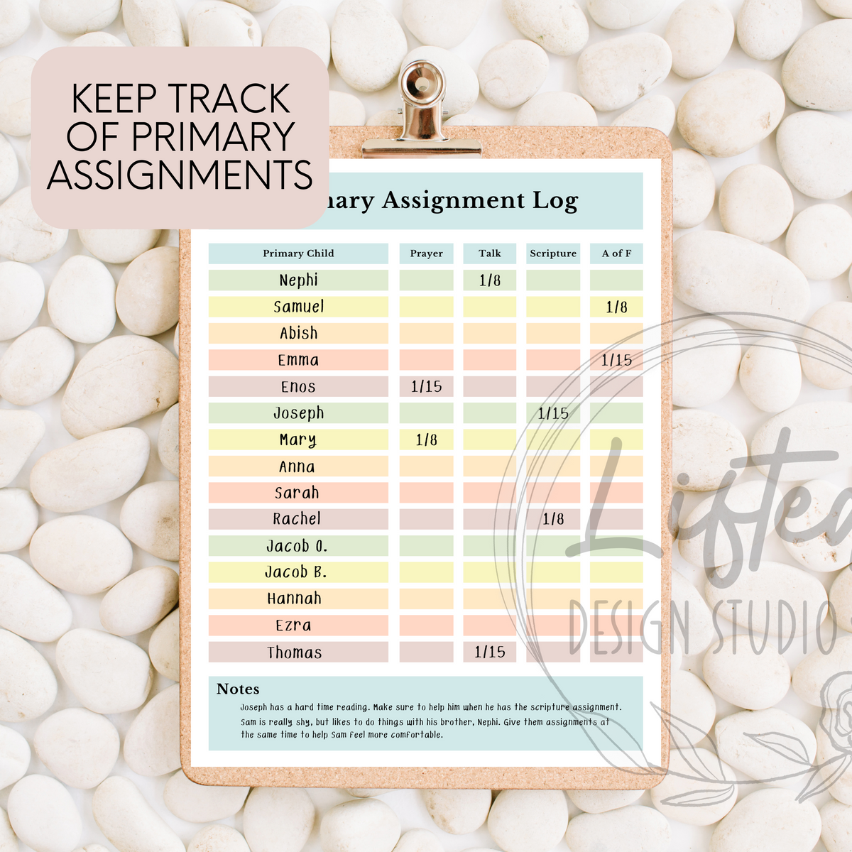 Primary Assignment Log/Tracker Printable – Printology