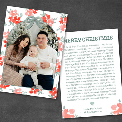 Coral Floral Christmas Card
