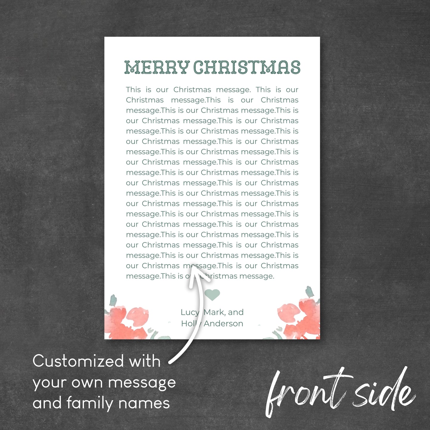 Coral Floral Christmas Card