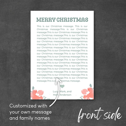 Coral Floral Christmas Card