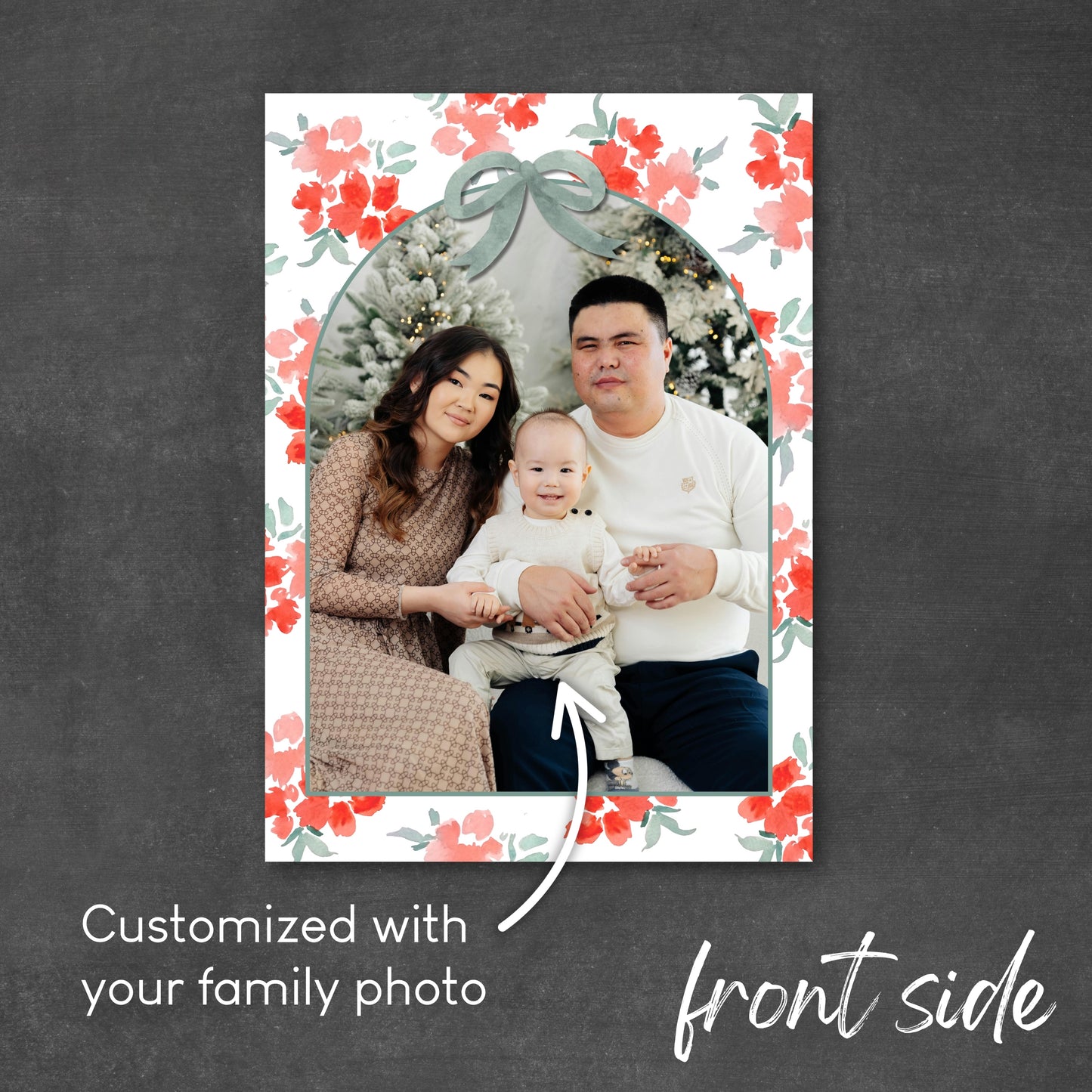 Coral Floral Christmas Card