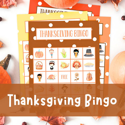 Spend time having fun and being grateful with family while playing this adorable Thanksgiving Bingo Game from Printology. This Bingo game is festive, fun, and perfect for November. Printed card and digital pdf instant download available. 