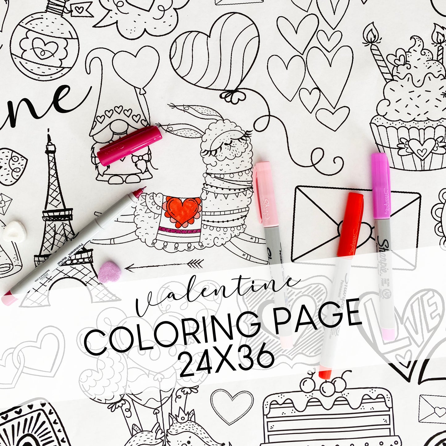 Valentine Coloring Page 24x36