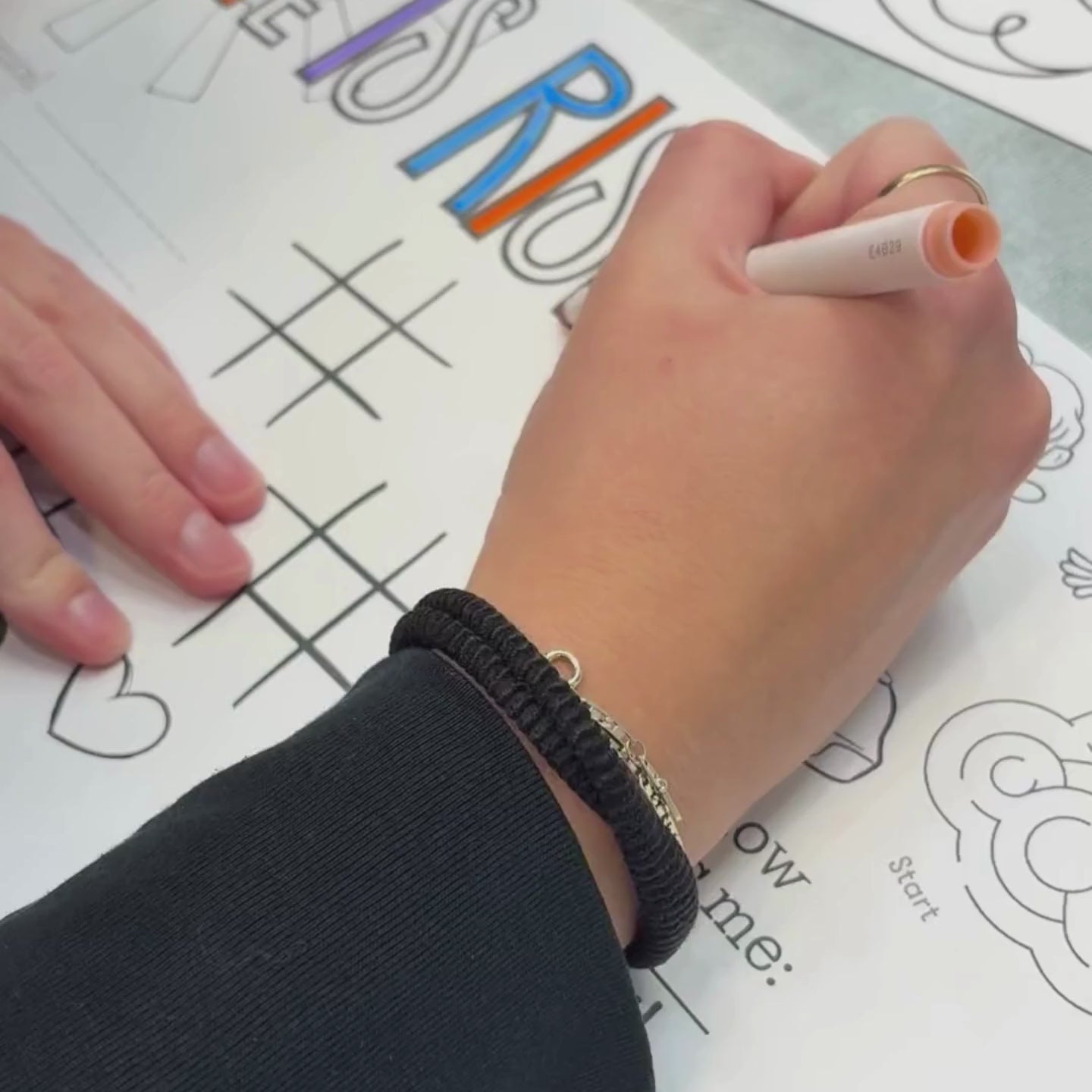 Video showing coloring on Easter Coloring page placemat